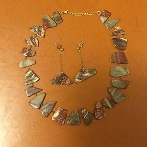 Jasper necklace and earrings set.